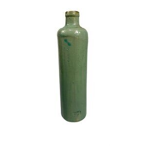 Pottery stoneware liquor bottle Teal Turquiose Vintage James Beam stamped Barwar